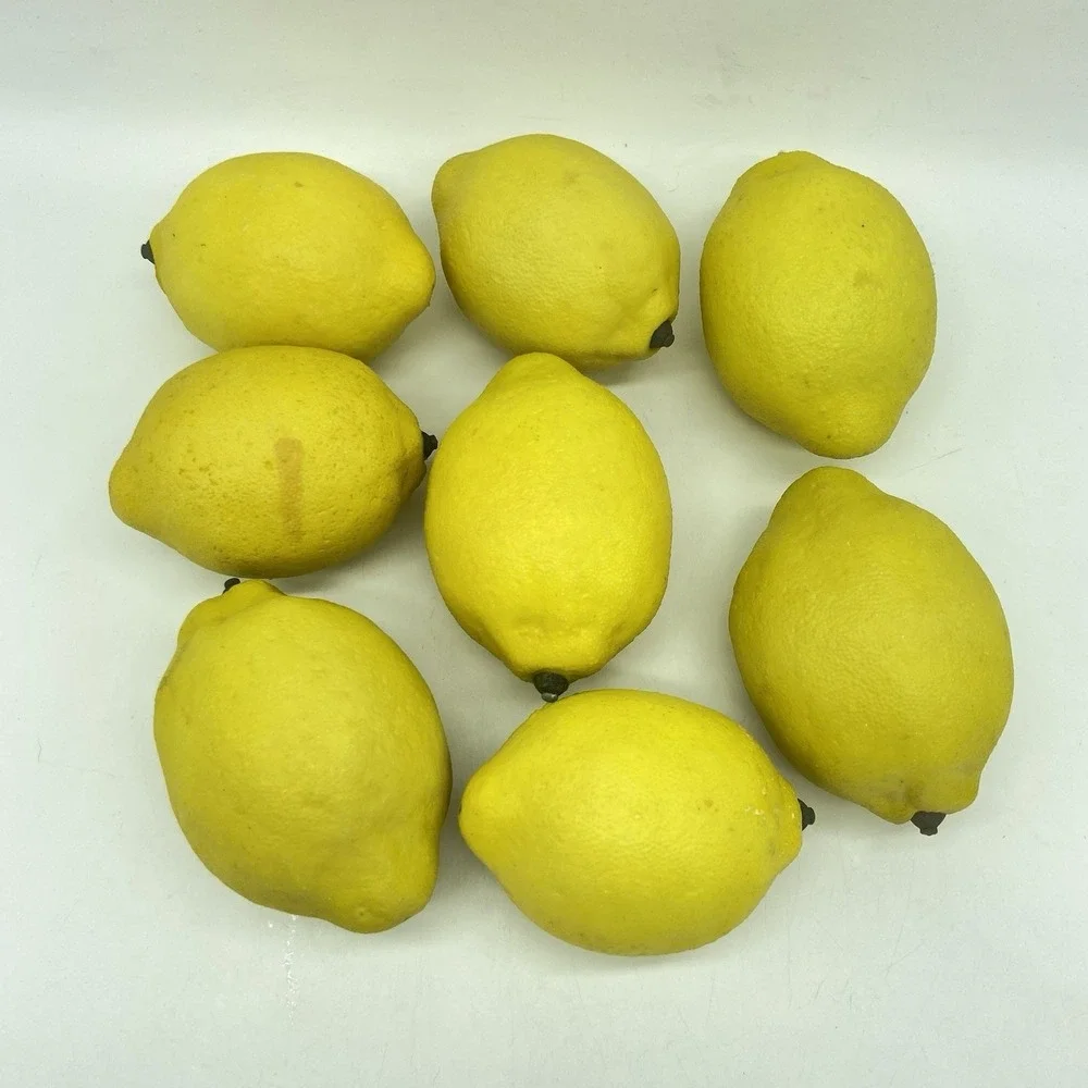 8 Artificial Faux Lemons Fake Fruit Yellow Lemon Home Decor Theater Prop Staging